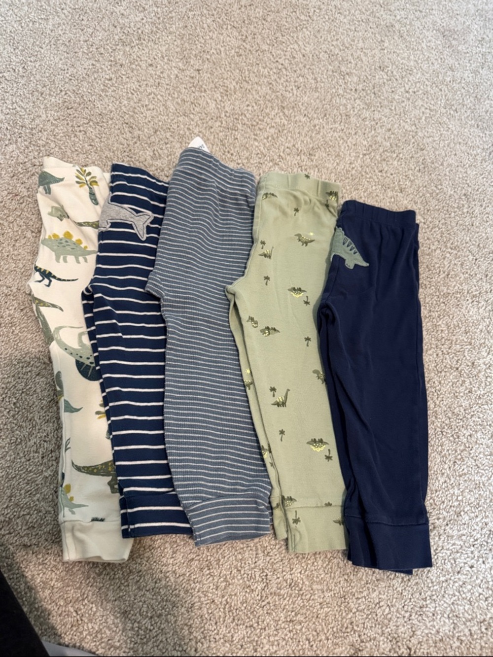 Carter's Boys Dino & Stripe Leggings - Navy, Green, Gray, Cream